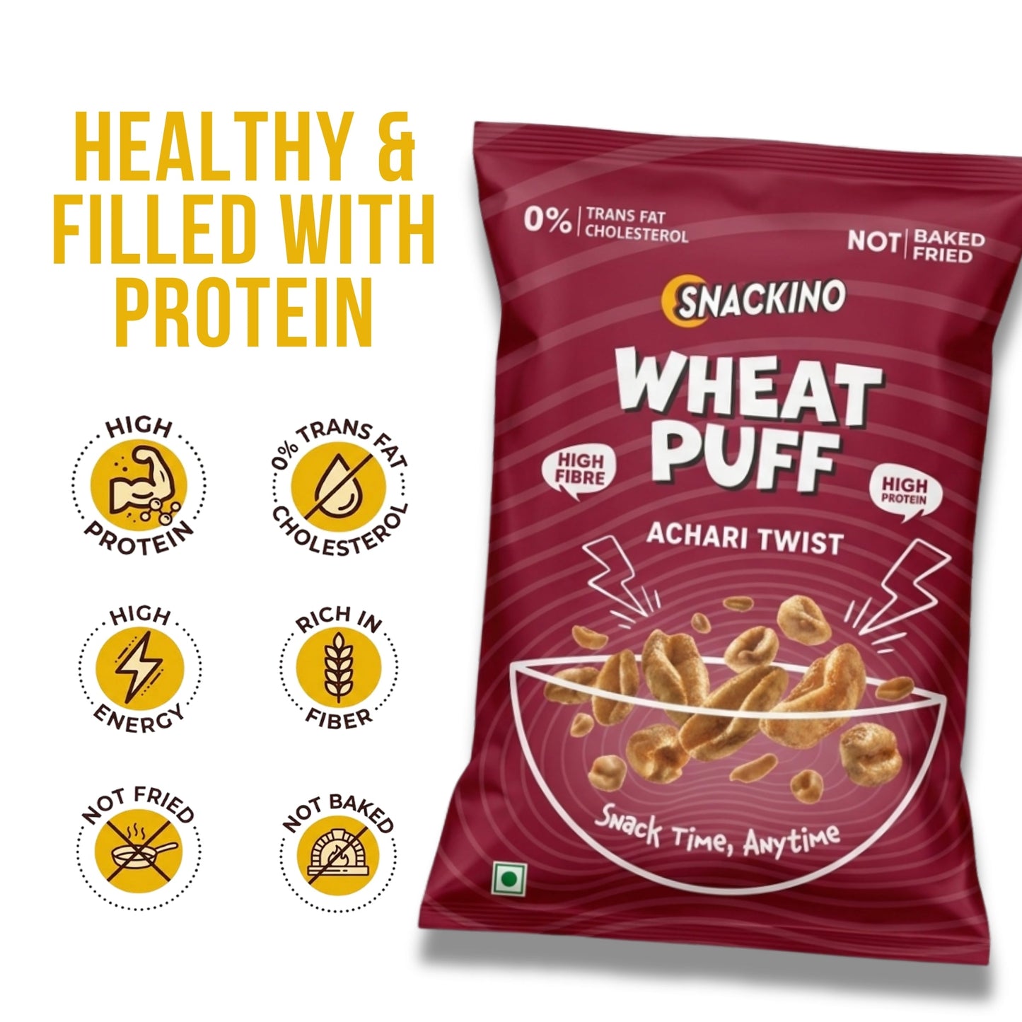 Achari Twist Wheat Puff Pack of 3