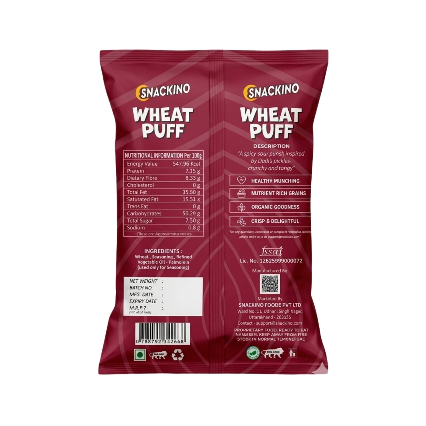 Achari Twist Wheat Puff Pack of 3